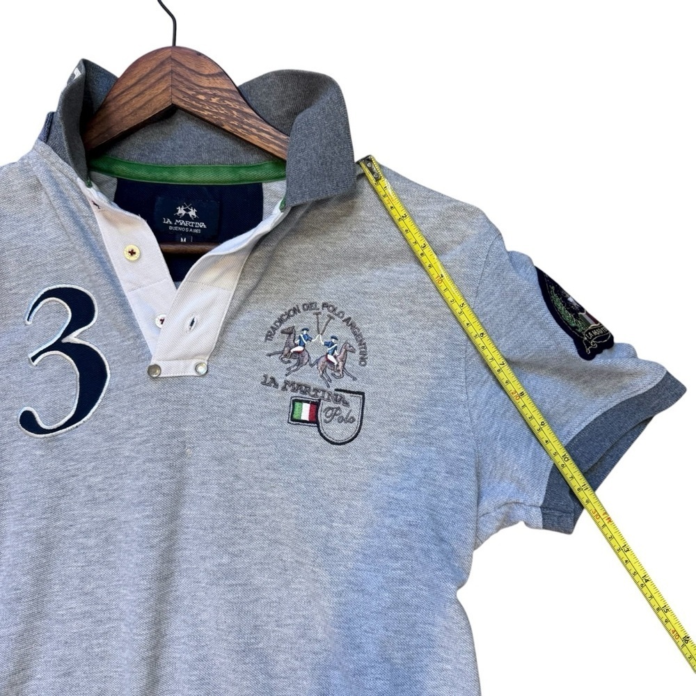 Vintage La Martina Italia Buenos Aires Grey Slim Fit Polo Shirt - Picture 14 of 15